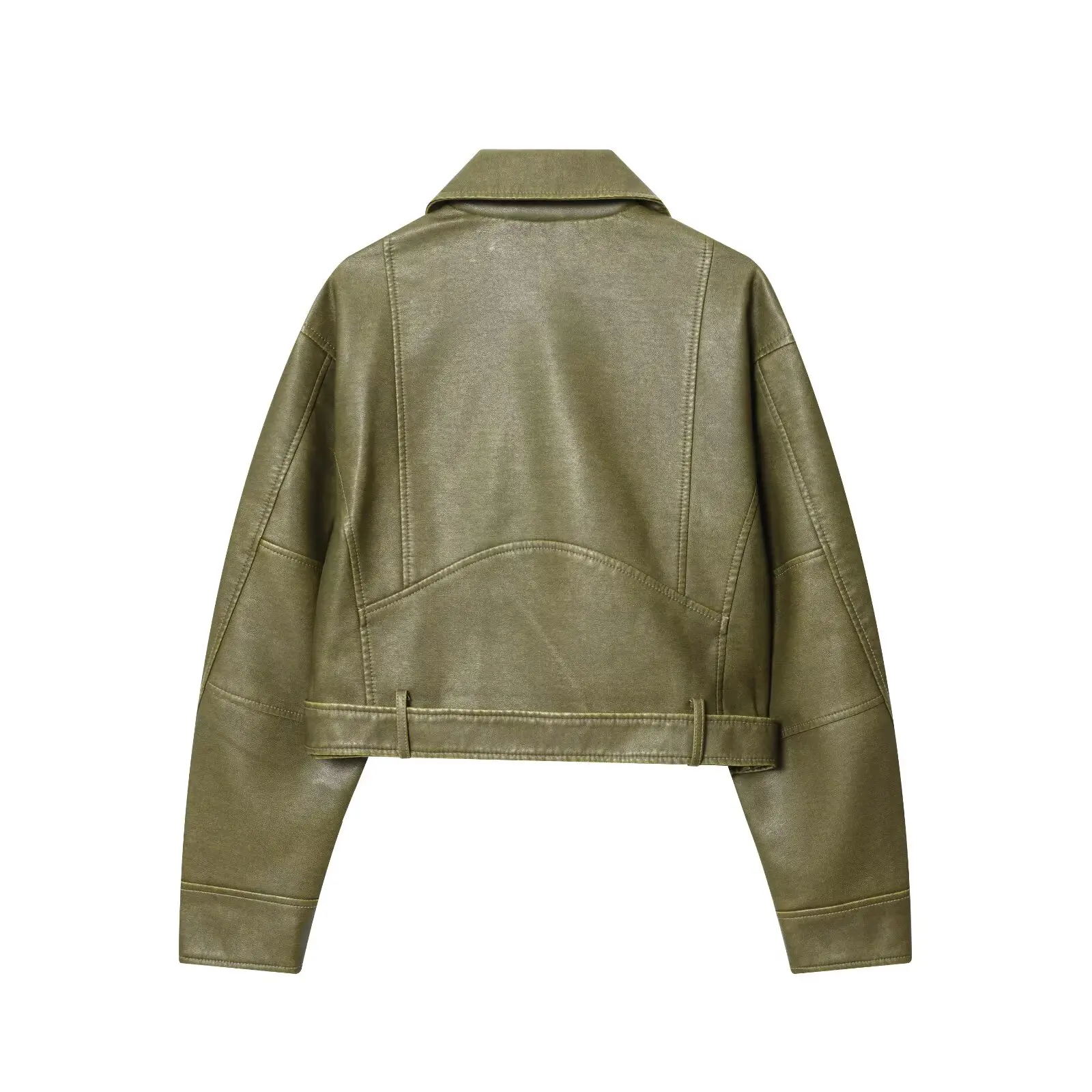 DiYiG  Women 2025 Autumn New Fashion Faux Leather Jacket Retro Long Sleeve Chic Lapel Zipper Loose Coat Outerwear Mujer