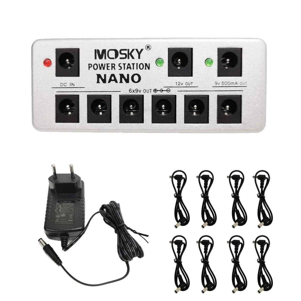 

MOSKY NANO-Mini Pedal de efectos de guitarra, fuente de alimentación con 8 salidas aisladas para Pedal de efectos de 9V y 12V, p