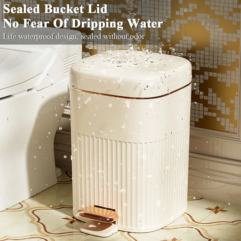 

For Waterproof Bin Kitchens Luxury Bathroom Trash Pedal Garbage With Wastebasket Lid Can Capacity Large