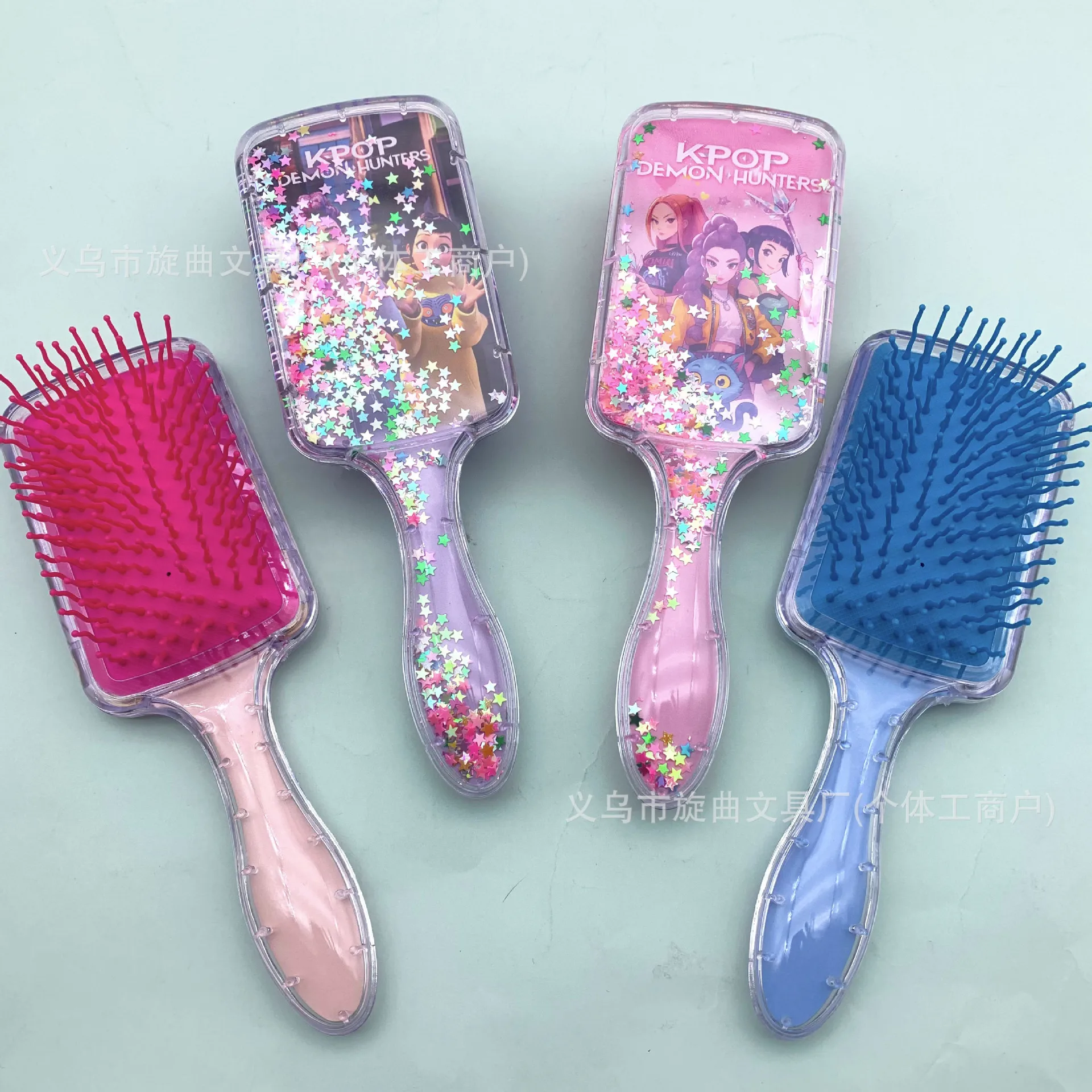 

1/4pcs Kpop Demon Huntriex Peripheral Air Cushion Massage Comb Children Girl Student Comb Christmas Gift Long-Handled Hair Comb
