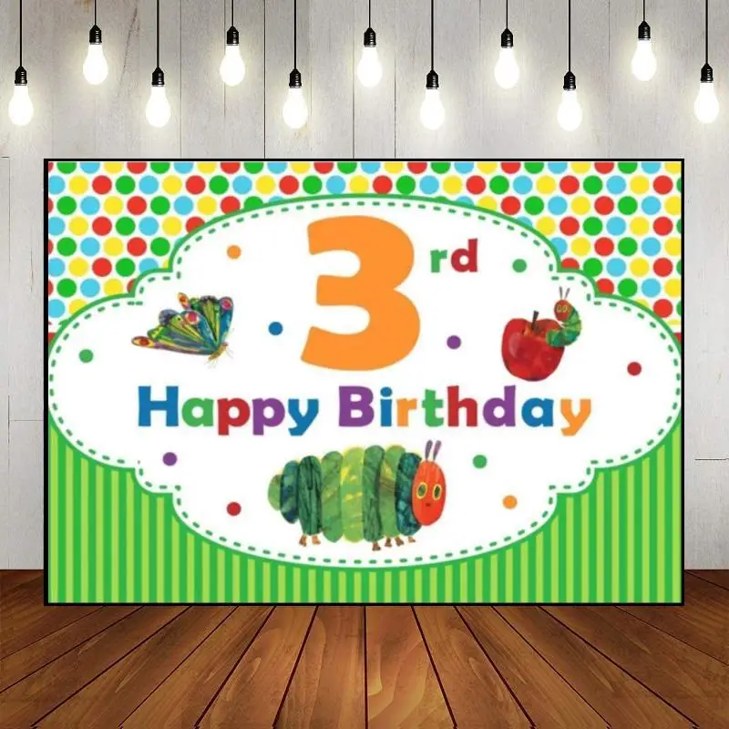 

Caterpillar Greenery Background Birthday Decoration Colorful Custom Backdrop Boy Photography Backdrops Girl Baby Shower Sweet