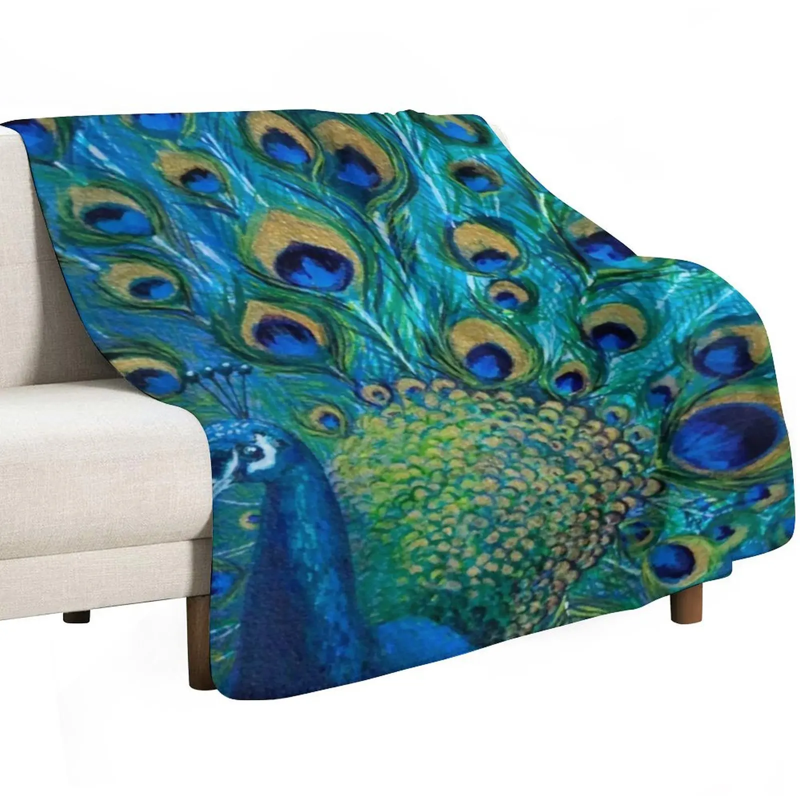 Peacock Full Glory 2 Throw Blanket Loose Soft Beds Tourist funny gift For Baby Summer Blankets