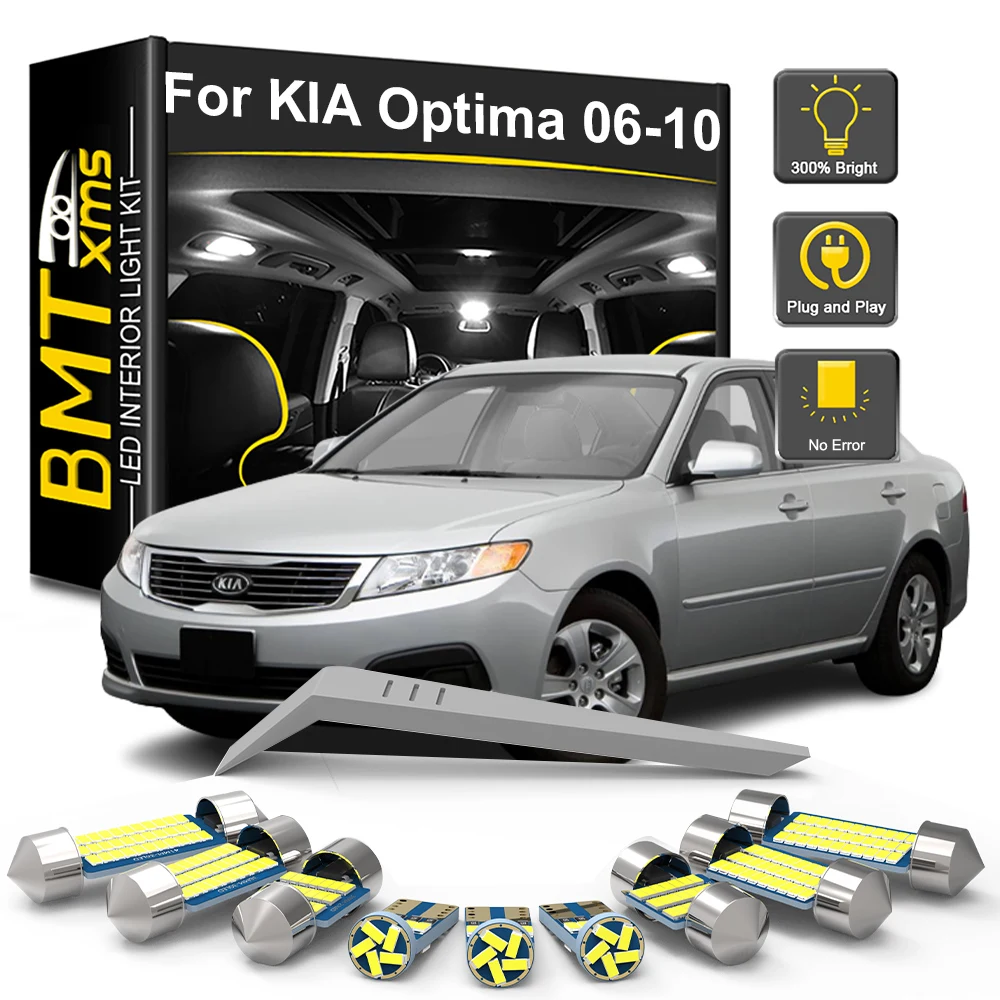 Bmtxms 11 peças para kia optima magentis 2006 2007 2008 2009 2010 carro led interior lâmpada cúpula mapa acessórios do carro luzes
