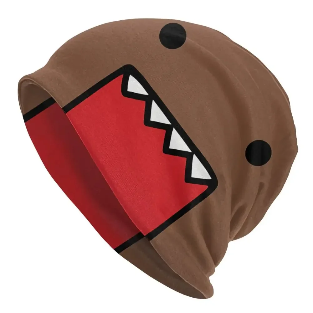 Brązowe anime Domo Kun jesienne kobiece cienkie czapki Outdoor unisex czapki z daszkiem Skullies