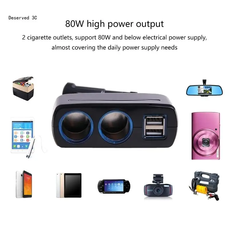 Portable Double USB Car for Smartphones Navigation Digital Cameras High Speed 3A Car Charging Power Splitter