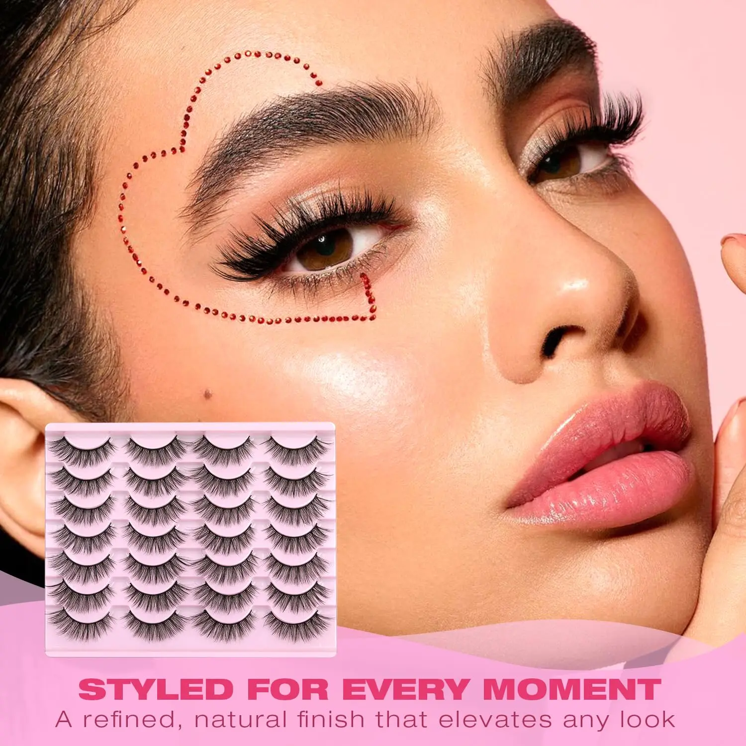 Sztuczne rzęsy z efektem norek 14 mm, naturalny wygląd kociego oka 3D, lekki styl, opakowanie 14 par