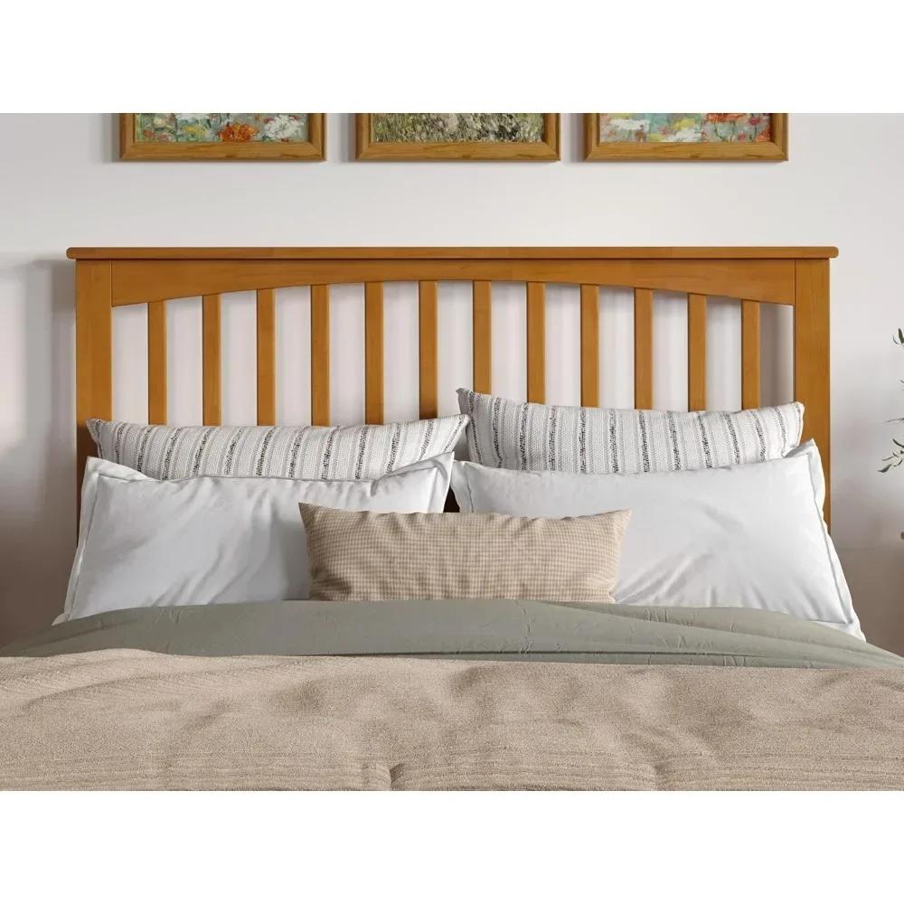 Mission Solid Wood Headboard with Attachable Charger, Light Toffee