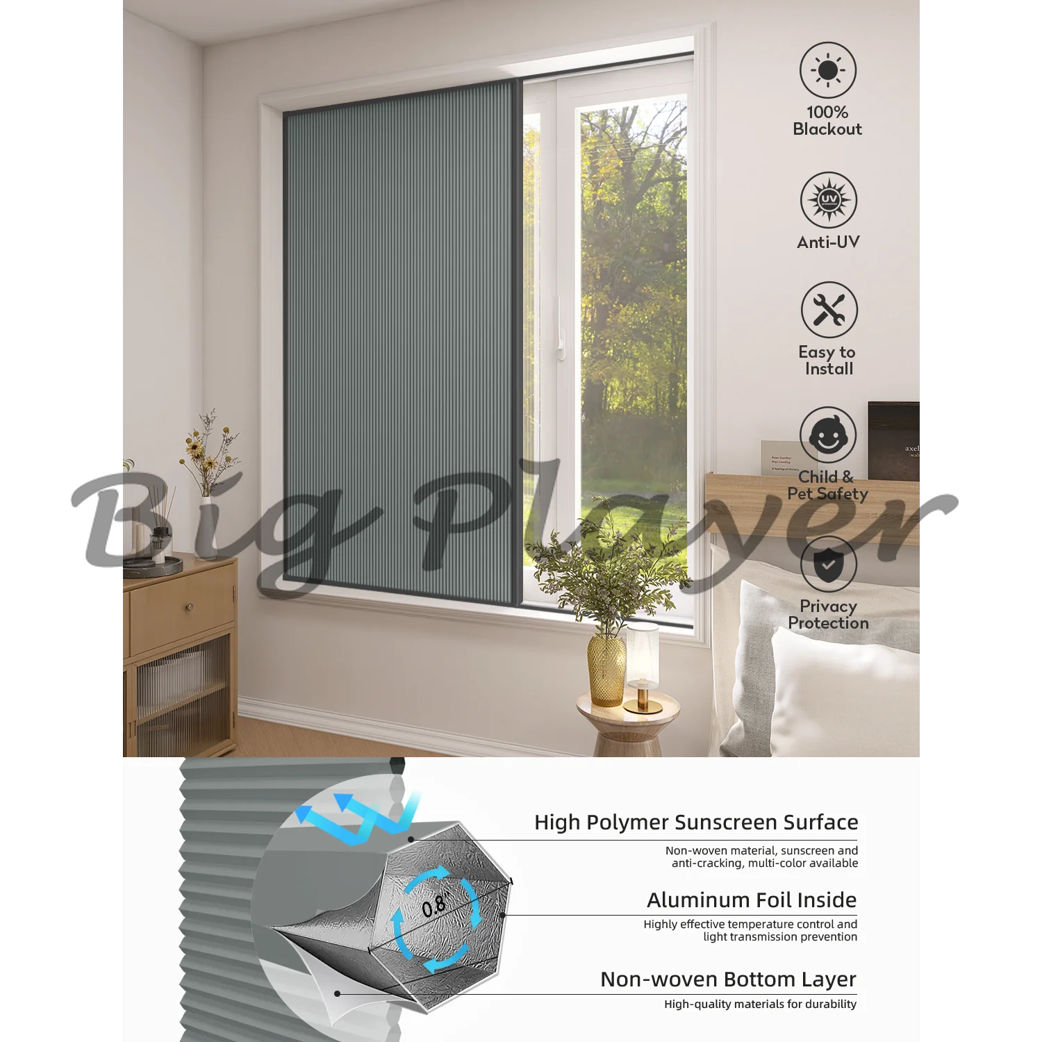 Lightweight Cordless Honeycomb Skylight Blinds - Easy Install European Style Blinds