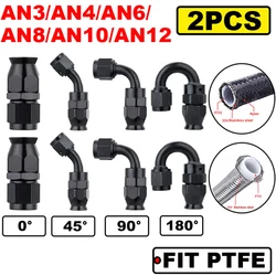 2Pcs Universal Aluminum AN3/4/6/8/10/12 PTFE Hose End Fitting E85 Hose End Joint for PTFE Nylon or Steel Braided Fuel Line Hose