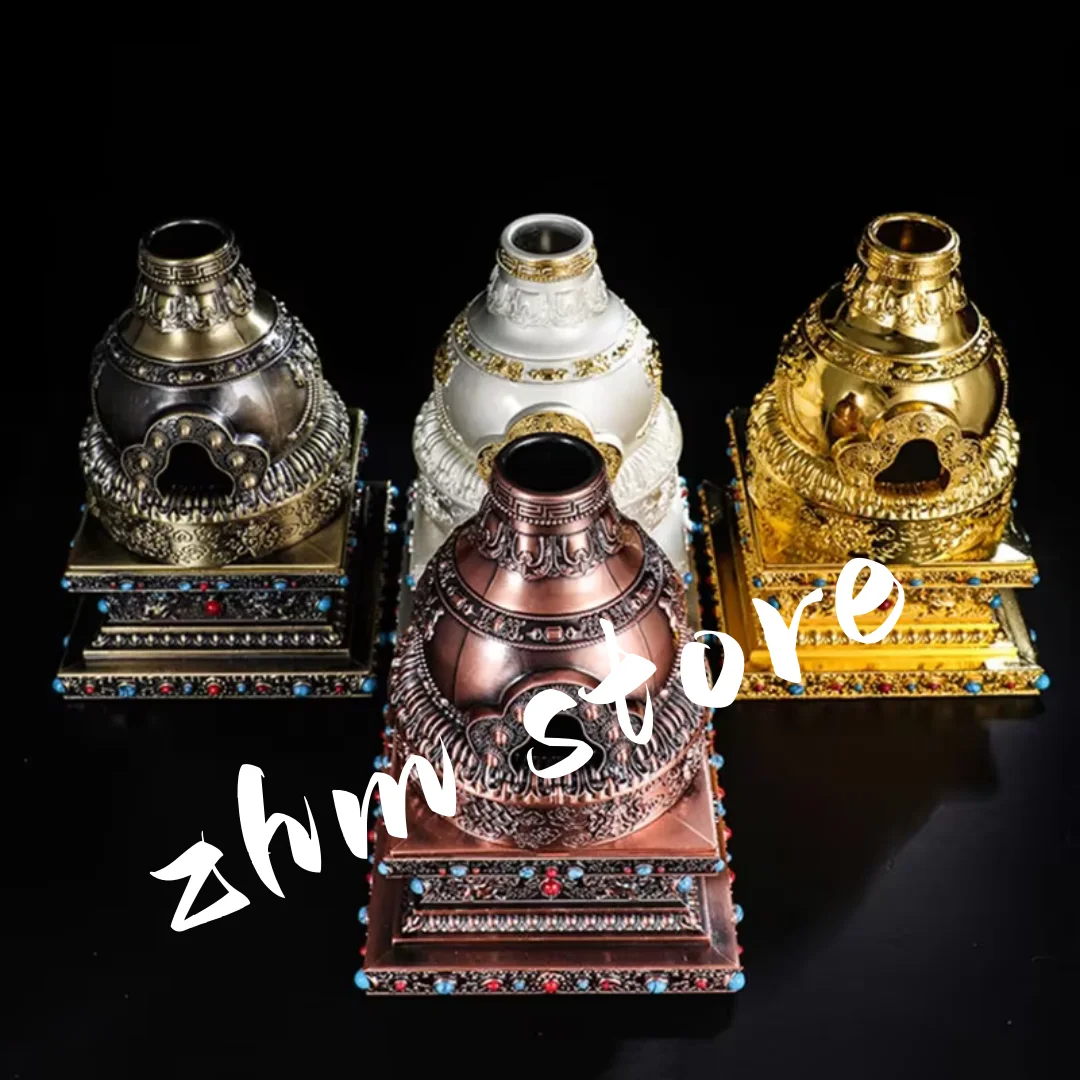 Multifunctional Incense Burner Alloy Engraved Large Size Stupa Aromatherapy Stove Meditation Smoke Furnace Altars Decorative