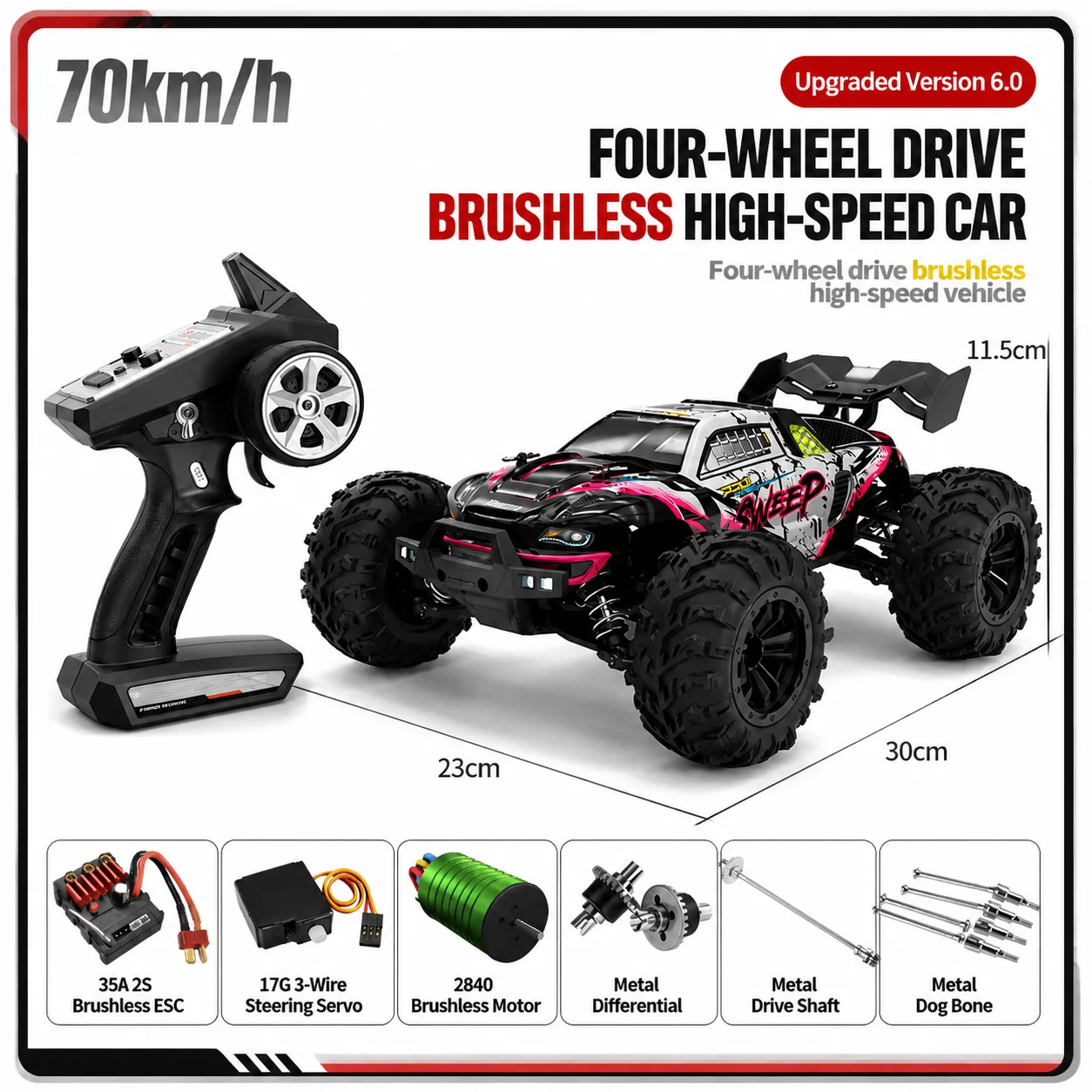 Suchiyu 1/16 Rc Car 4x4 Remote Control Cart 16101pro Brushless 70km/H 2.4g Electric High Speed Off-Road Drift Racing Toys