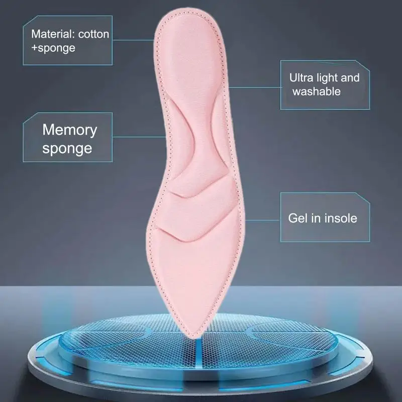 하이힐 안창, 부드럽고 두꺼운 코튼 안창, 뾰족한 신발 삽입물, 매일 조깅, 긴 스탠딩 하이킹 러닝 워킹