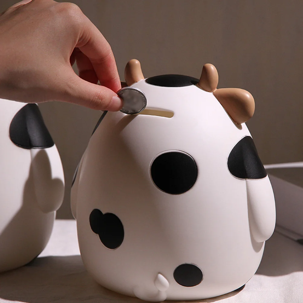 

Cow Design Piggy Bank Exquisite Workmanship Durable Coin Container Lifelike Appearance Lovely Birthday Present for Children