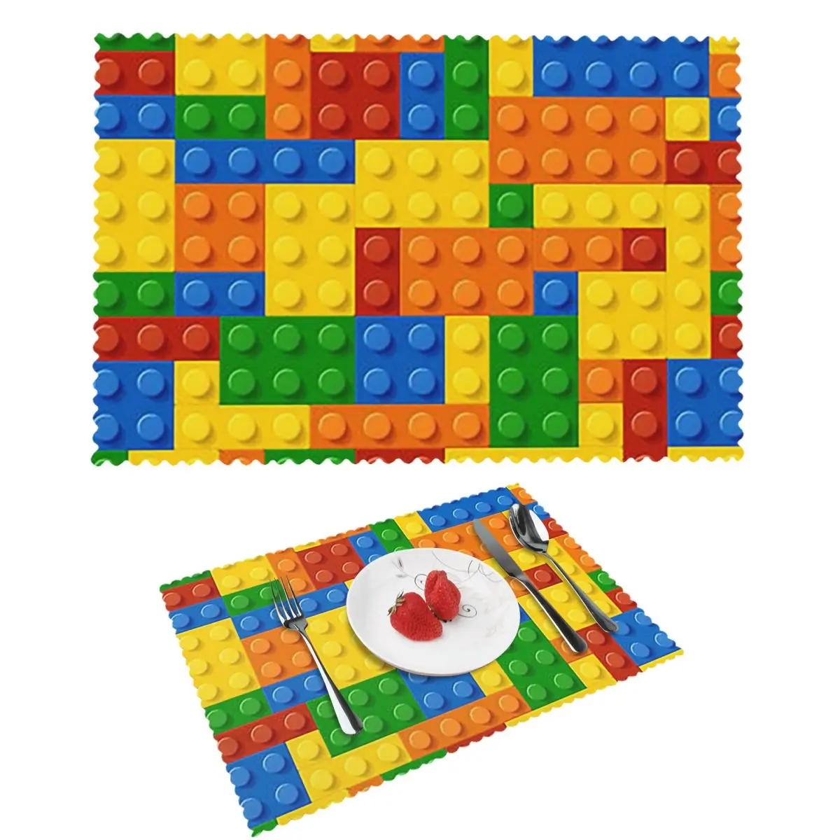 Building Blocks Construction Brick Placemat Heat Resistant Plate Mat for Dining Table Bowl Coaster Home Decor Absorbent Mats