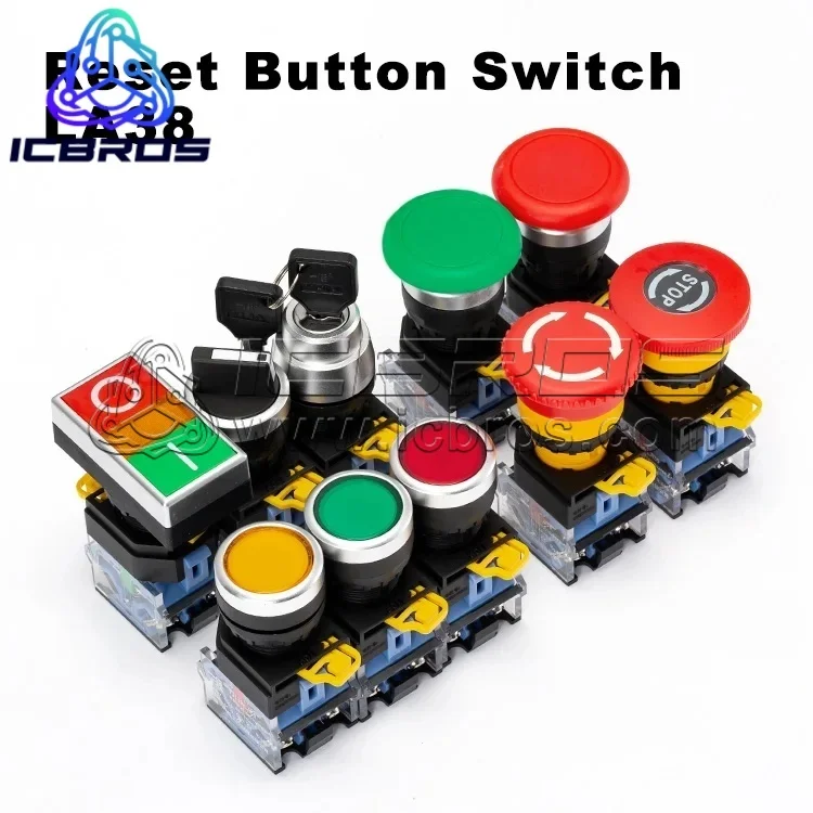 

LA38 Reset Button Switch Power Self-locking Knob Stop Mushroom Emergency Start Control Hole 22mm LA38A-11BN LA39 LA38A-11M /R