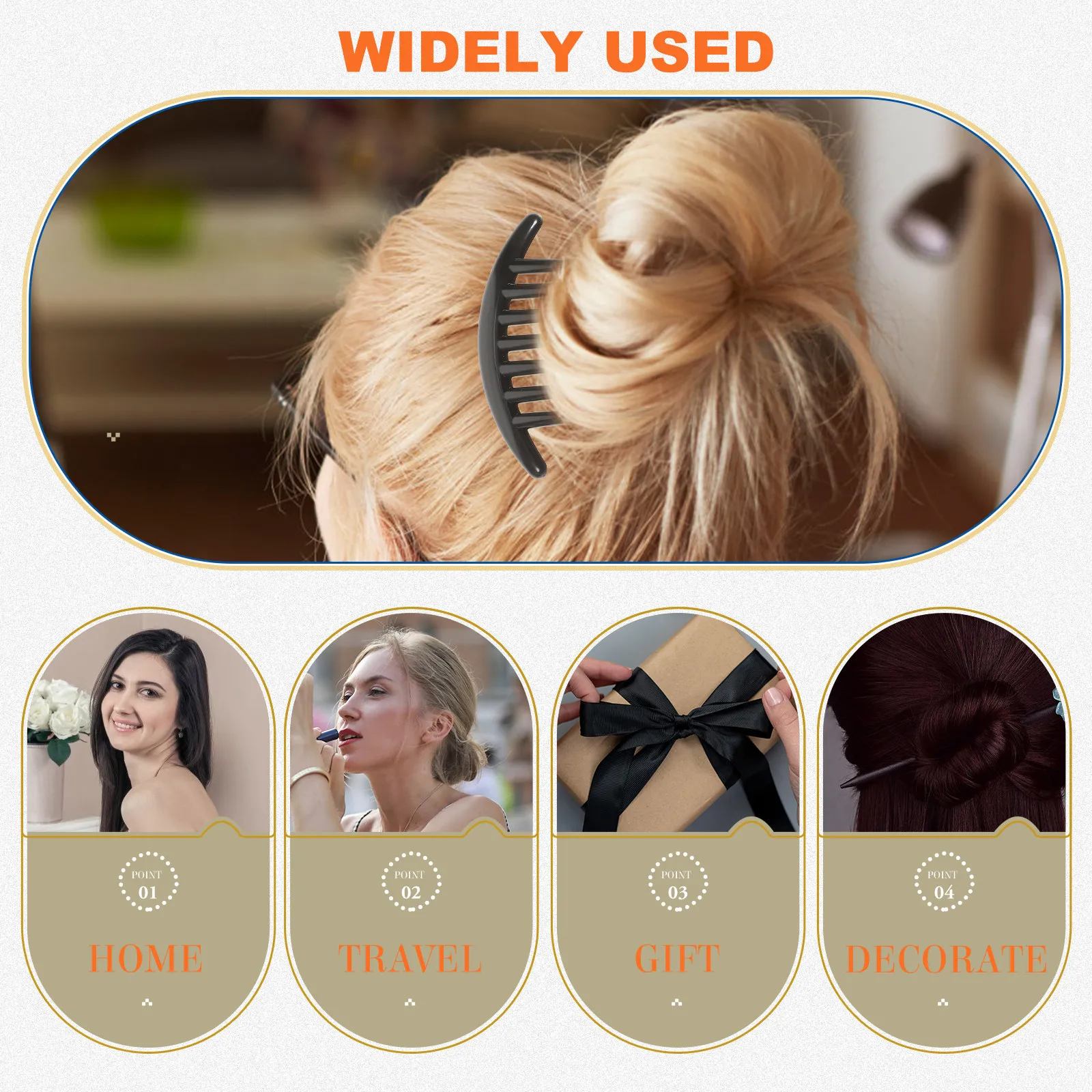 Long Tooth Acrylic Side Hair Comb 10Pcs Black Coffee Insert Combs for Women Girls Daily Styling Accessory