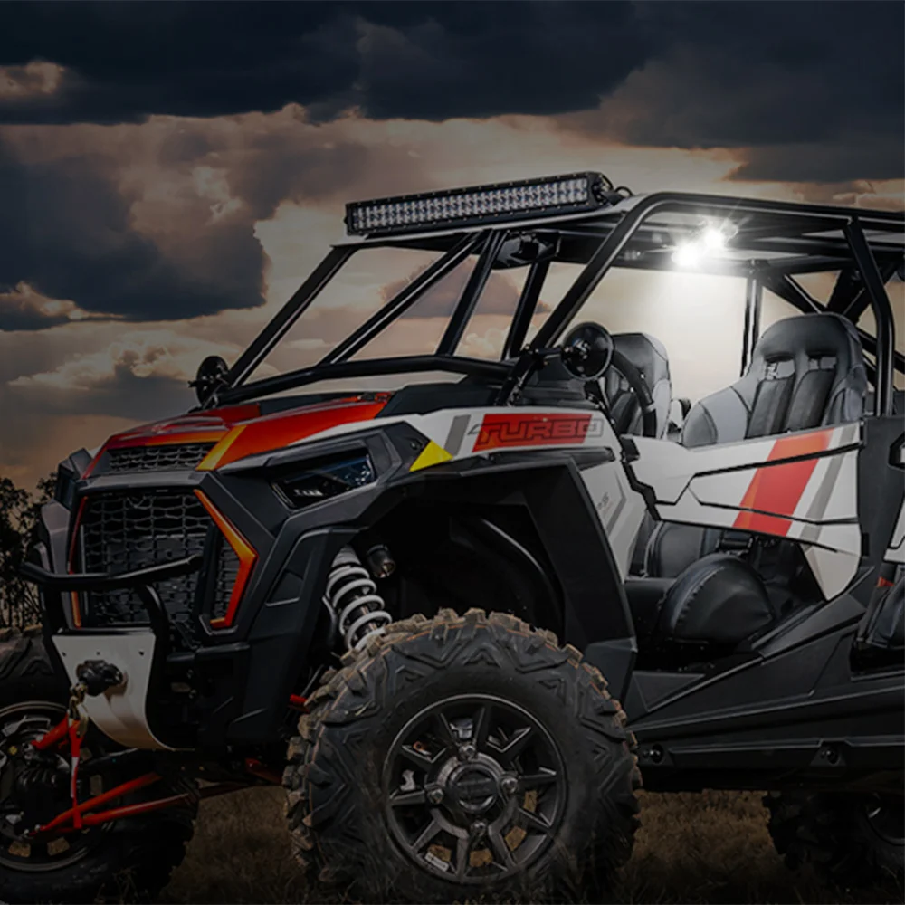 White UTV Dome Light Roll Bar Mount LED Roll Cage Utility Light W/Switch For Can Am Maverick X3 Max R 2017-2025