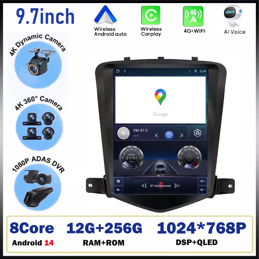 

9.7 inch For Chevrolet Cruze 2008-2014 Carplay Android Car Radio Multimedia Video Player Navigaion Head Unit 2Din Audio Speaker