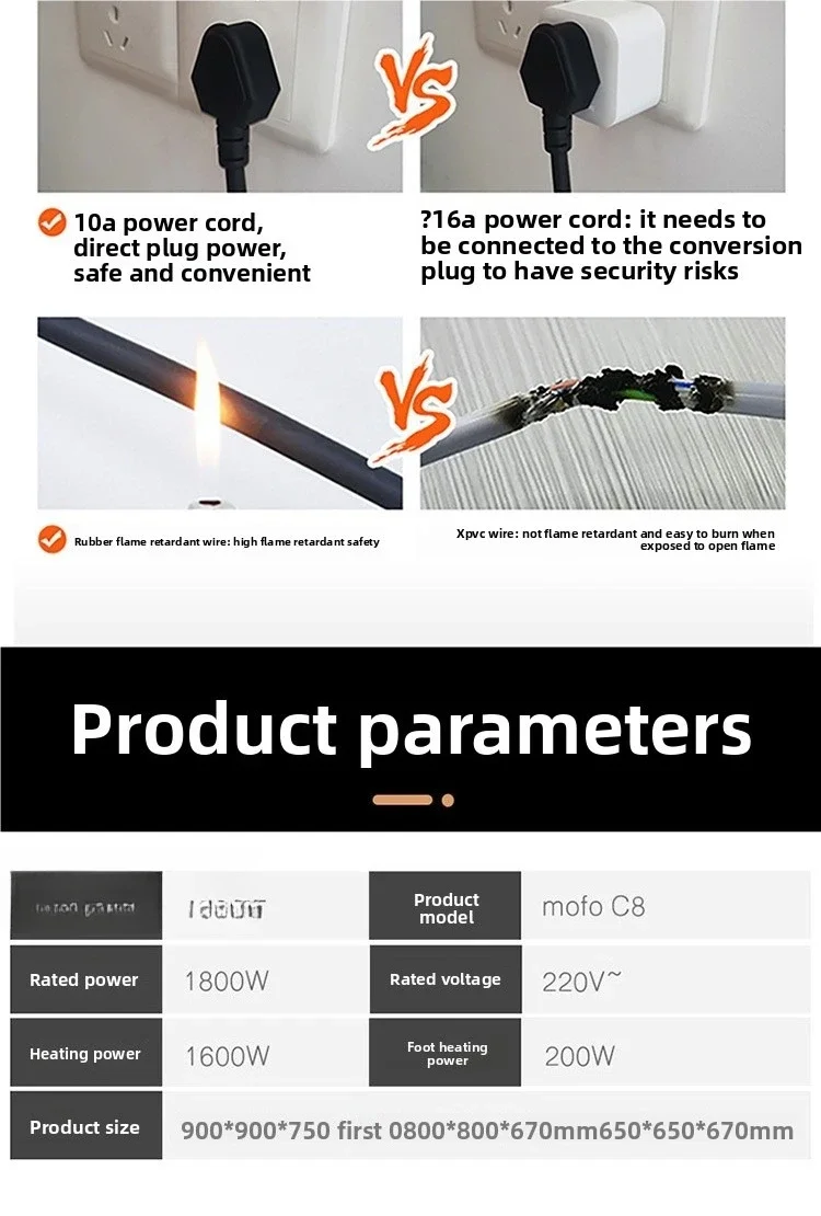 Tavolo riscaldante elettrico Soggiorno domestico Tavolo fuoco multifunzionale Forno elettrico quadrato Stufa riscaldante
