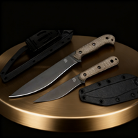 Silence- Flax fiber handle small straight knife, camping survival hunting knife, tactical K-sheathed sharp fruit knife