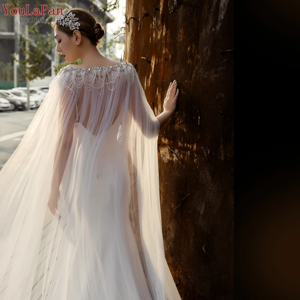 

YouLaPan Capas De Mujer Elegantes Lujo Crystal-Beaded Wedding Shawl Elegant Bolero Shoulder Cape Bridal Accessories Vg47