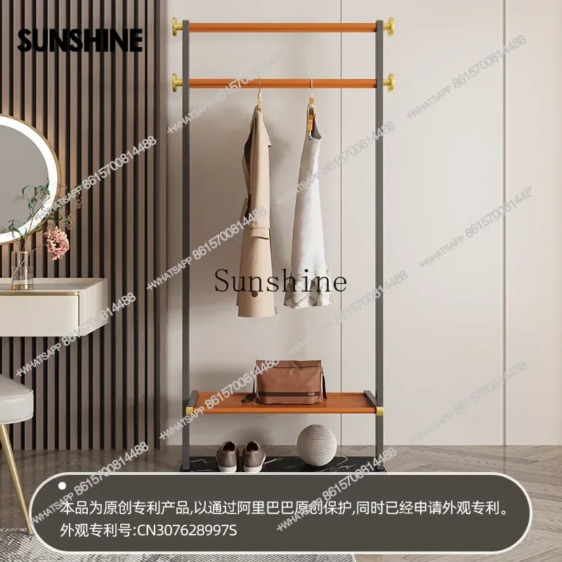 Multifunctional floor coat rack Modern bedroom Nordic high-end solid wood hangerX