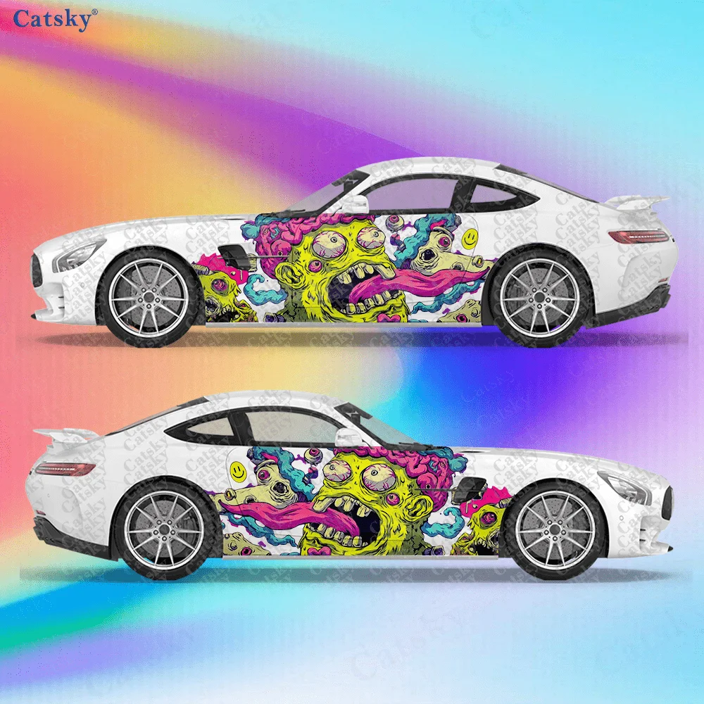 

CATSKY.2pcs.Exposed Brain Car Side Decals | Self-Adhesive PVC Waterproof & Scratch-Resistant Stickers, Fashionable Decals with M