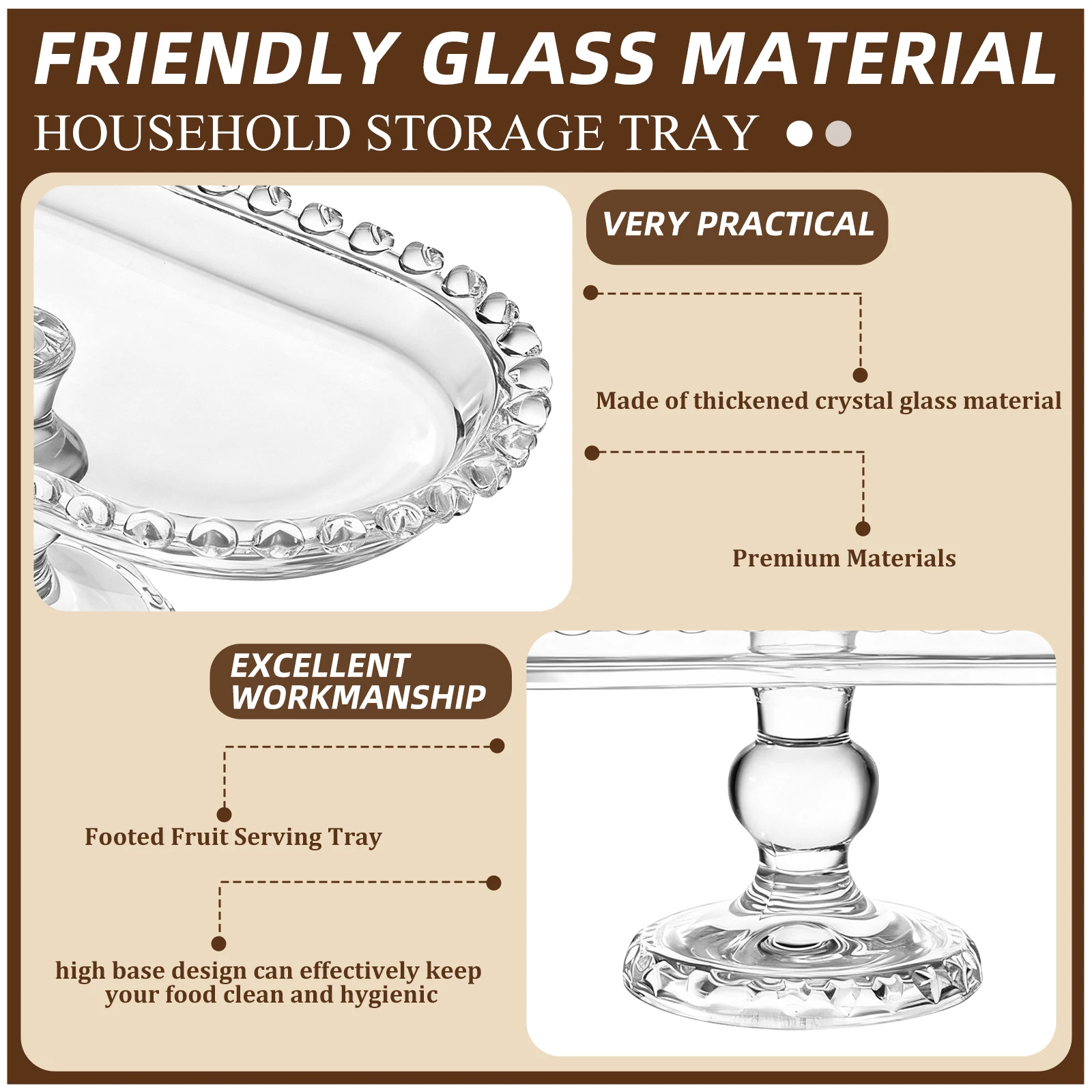 1 قطعة صينية الشاي بعد الظهر تنوعا كريستال زجاج حاوية الفاكهة طبق للحلوى الخبز وجبات خفيفة تخدم الجدول الديكور