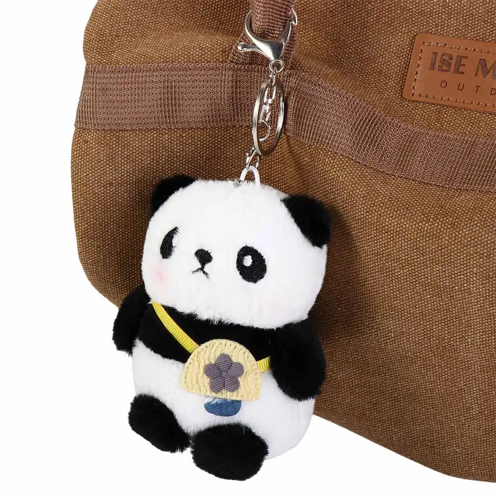 Cartoon Plush Cute Panda Keychain Doll Korean Style PP Cotton Car Key Ring Bag Pendant