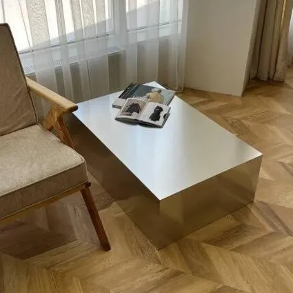 AG-Moder Art Deco Stainless Steel Rectangle Side Table for Living Room Home Decor@ image 3