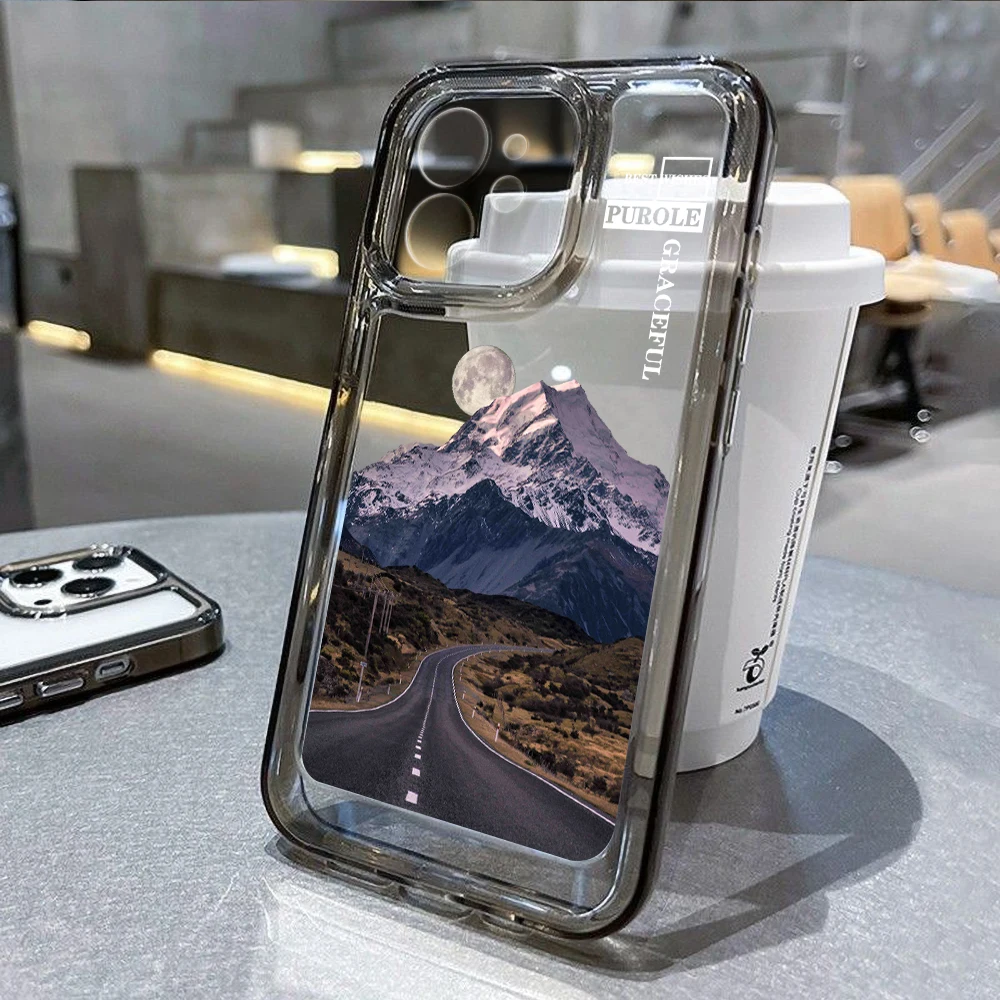 Moon Phone Case For Iphone 15 Pro Case iphone 16 11 14 13 12 Pro Max 14 15 16 Plus XR Max 7 8 SE Fundas Silicone Mountain Cover
