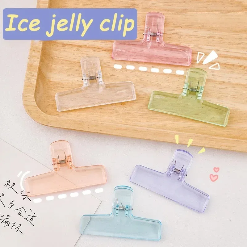 Transparent Acrylic Jelly Binder Clips INS Cute Document Fastener for Student Exam Paper Bill File Organizer Kawaii Scrapbook