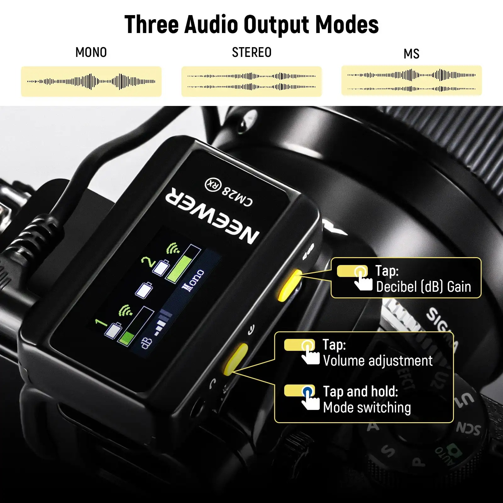 Neewer-duobleワイヤレスラベリアマイク,受信機送信機,無地の充電ケース,vlogライブストリーミング,cm28,200m