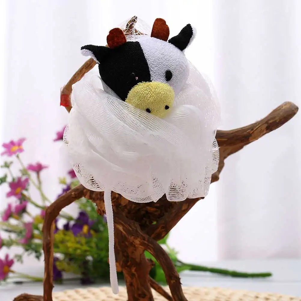 

4pcs Cartoon Animal Ball Durable Soft Kids Shower Sponge Comfortable Bath Puff With Strap Cute Bath For Children Easy Hang