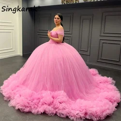 New Design 2024 Pink Sweetheart Quinceanera Dress Tassels Princess Tiered Ruffles 16th Ball Gown Birthday Party Lace-Up Vestidos