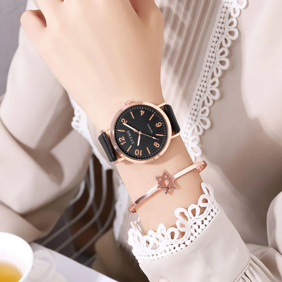 Korean version of the new SZTME brand women's leather watch with digital scale, night light, fashionable women's quartz belt wat