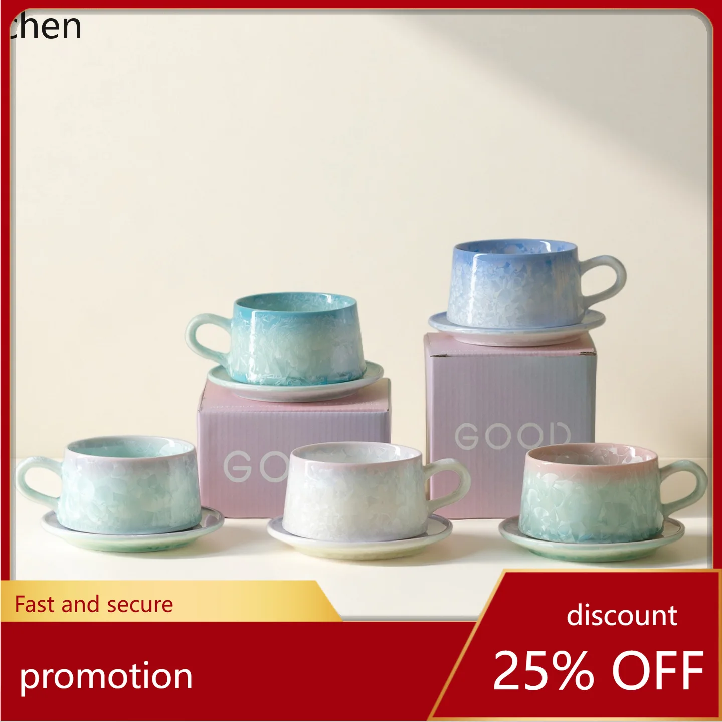 

Набор из минималистичной керамической кружки и блюдца ZML для послеобеденного чая в подарок