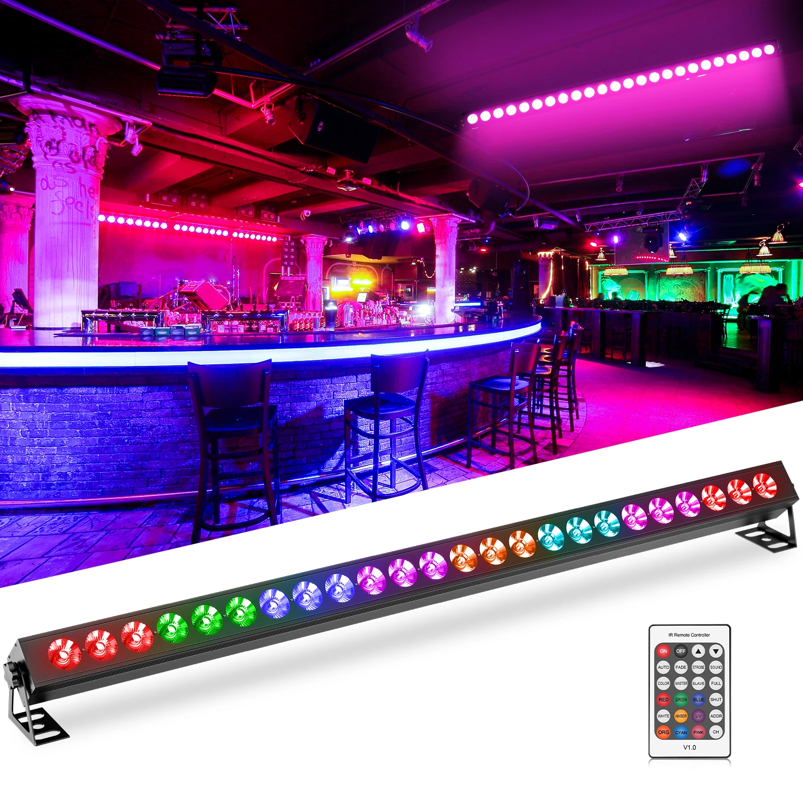 80W DJ Light 3in1 24PCS RGB Wall Washer Light Fieryzeal for Home Parties KTV Clubs Bars Weddings Party Light Disco Lights