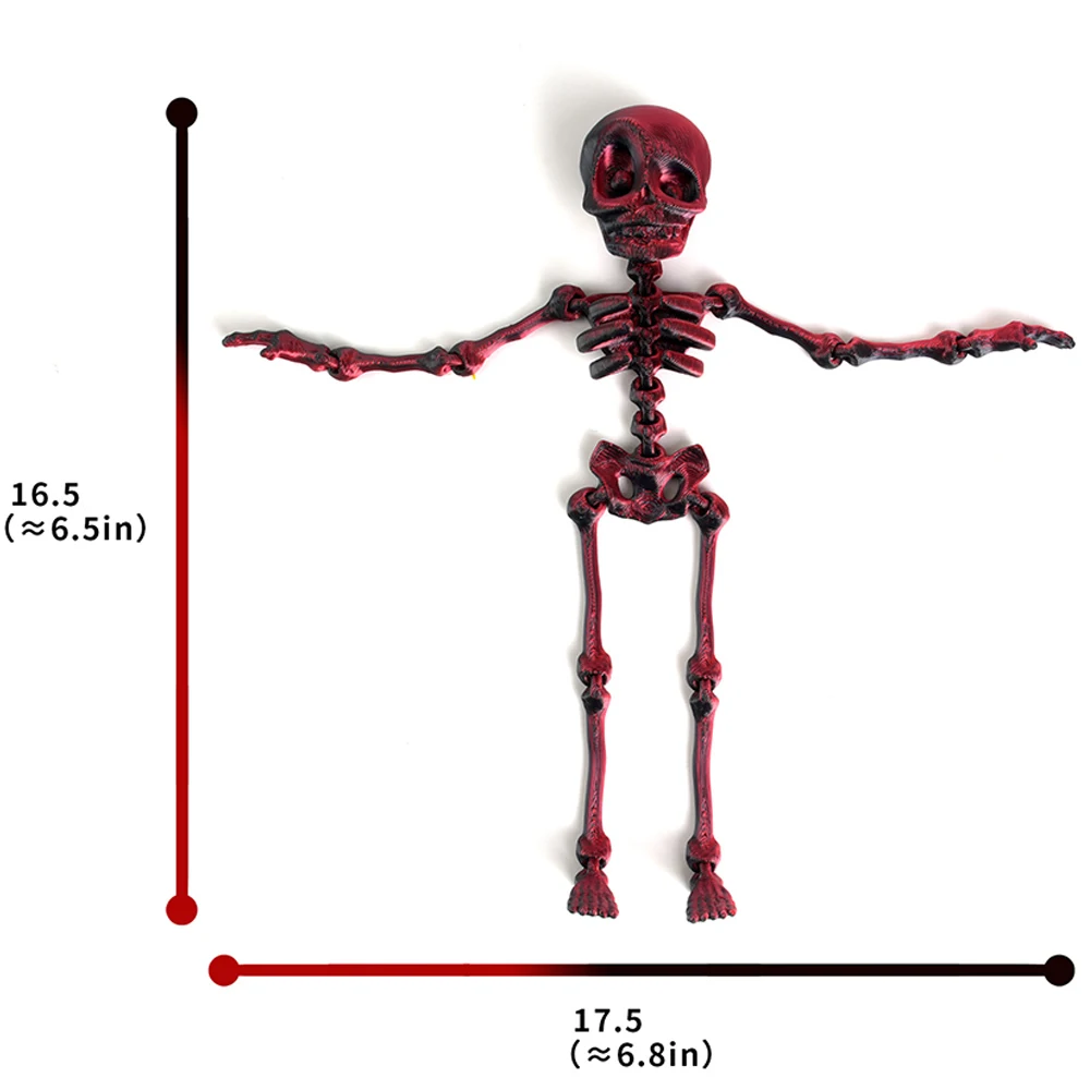 Figuras de juguete estampadas en 3D, modelo de esqueleto de hombre, adorno móvil multiarticulación, juguetes de bolsillo decorativos luminosos, regalos para niños, juguete novedoso