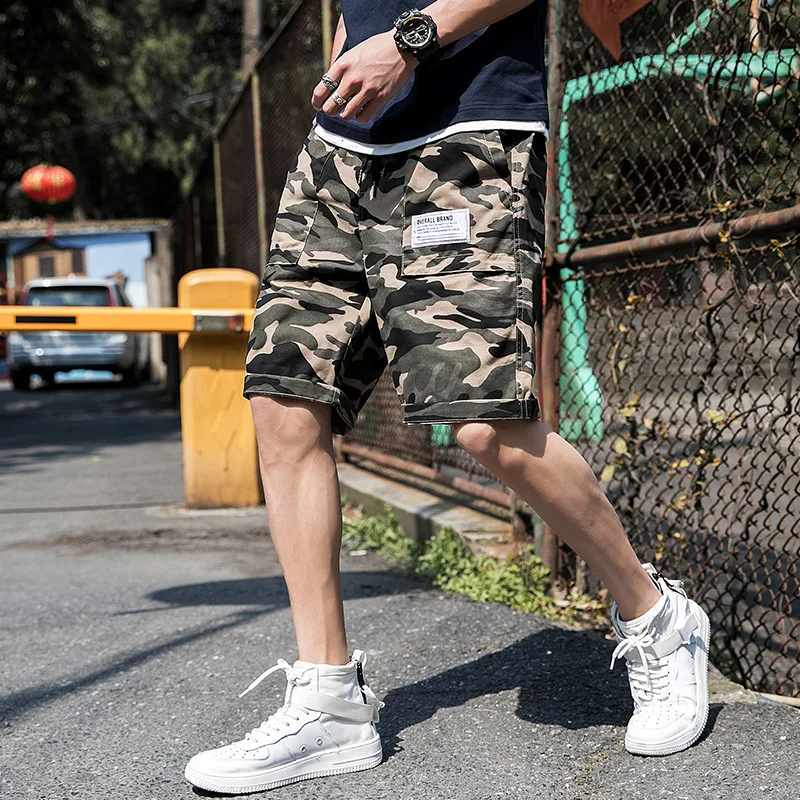 Short cargo en coton vert armée pour homme, bermuda de travail, longueur au genou, pantalon Wstring, mode, proximité, été, 2024