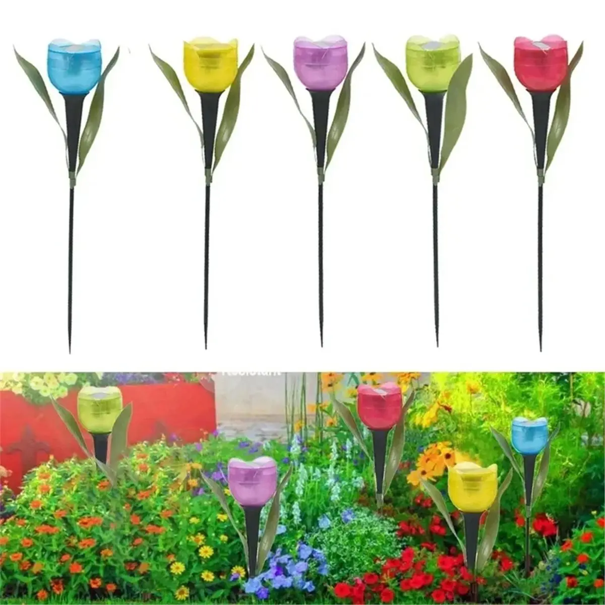 POPULAR-Solar Tulip Garden Lights LED Waterproof Auto on/Off for Outdoor Night Decor