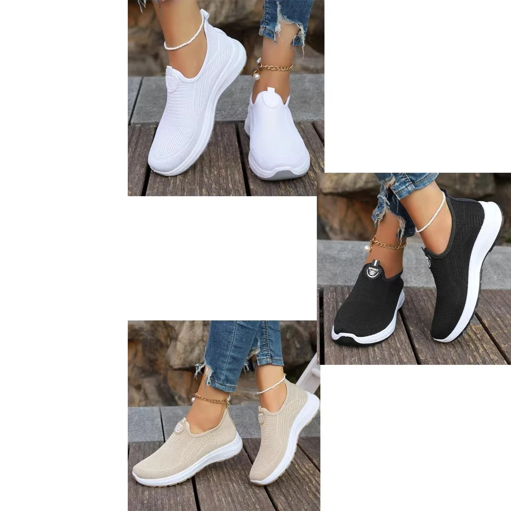 Large Women's Casual Shoes New Summer Mesh Breathable Soft Sole Lightweight Women's One Step Single Step Shoes Casual Sneakers