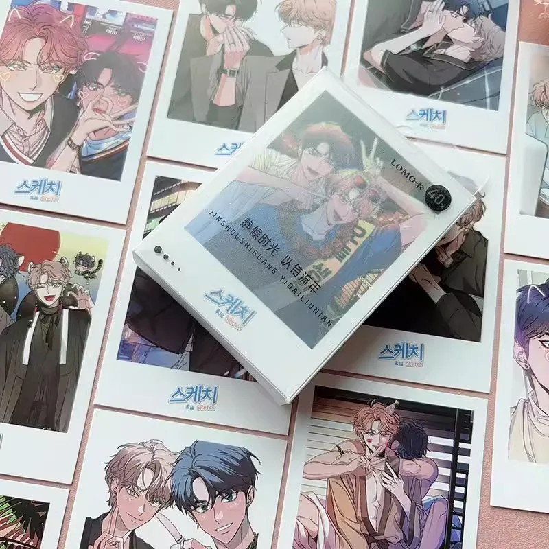 40 Pcs/Set Korean Manwha Sketch Lomo Card Lee Joobin, Choi Ilkyung Manga Characters Mini Postcard HD Photocard Fans Gift