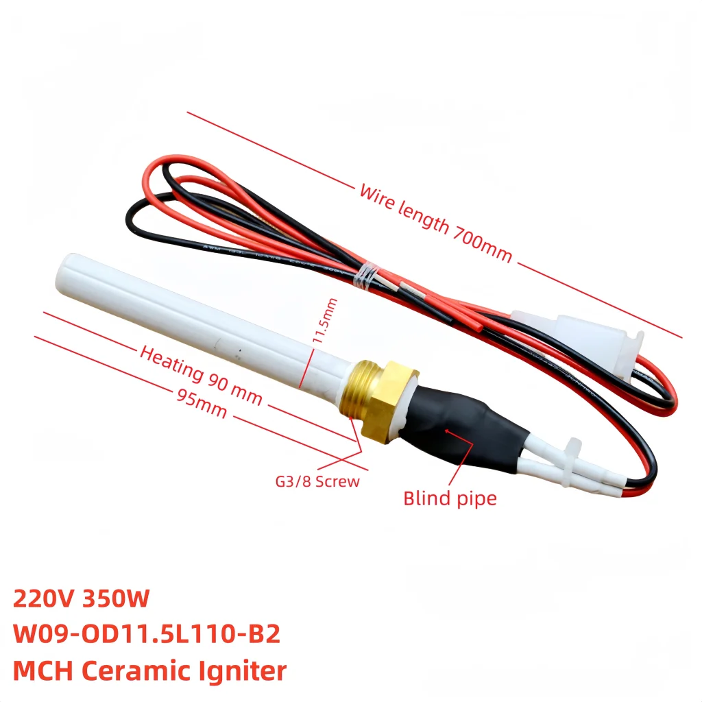 G3/8 screw 220V 350W pellet stove Igniter BBQ ceramic ignition rod for fast ignition, safety and energy-saving