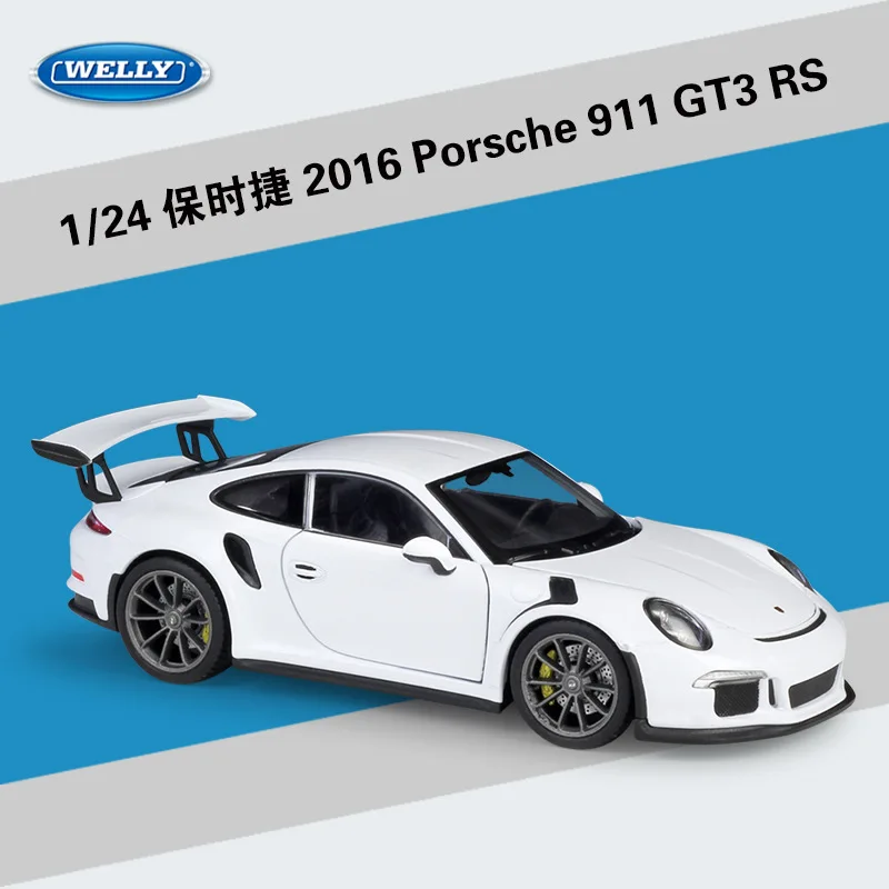 Welly 1:24 2016 Porsche 911 GT3 RS Diecast alloy samochód sportowy zabawki modele dla z kierownicy sterowania na prezent dla dzieci B59