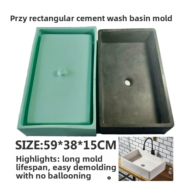 Nordic style cement circular wash basin pool silicone mold industrial wind table rectangular cement basin production