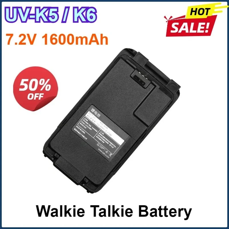 

7.2V 1600mAh Walkie Talkie for QuanSheng UV-K6 UV-K5(8) Battery Can Type C USB Charger Two Way CB Radio Li-ion Battery for Radio