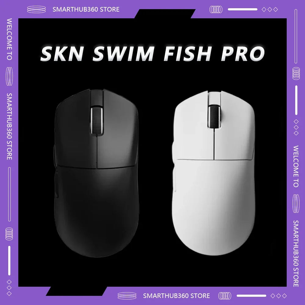 

Skn Swim Fish Pro 8k 30000dpi 56g Легкая беспроводная игровая мышь Bluetooth Paw3950 Тонкая проводная трехрежимная мышь с низкой задержкой для киберспорта