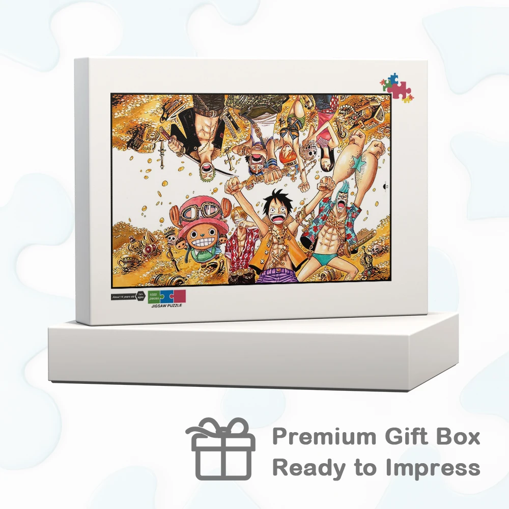 One Piece Anime Cartoon Jigsaw Puzzles Pirates Treasures Puzzles for Adults Straw Hat Pirates Unique Design Board Games Fun Game