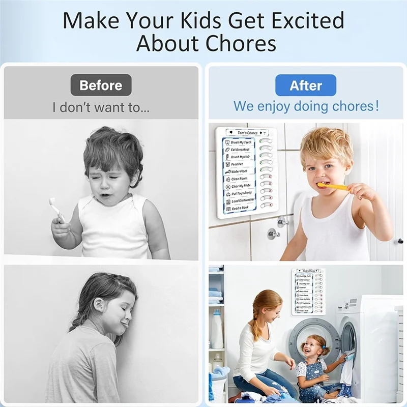 C9-Erasable Chore Chart For Kids For Kids To Do List Routine Task Planning Board With Magnetic Stickers Refrigerator Magnet Dura